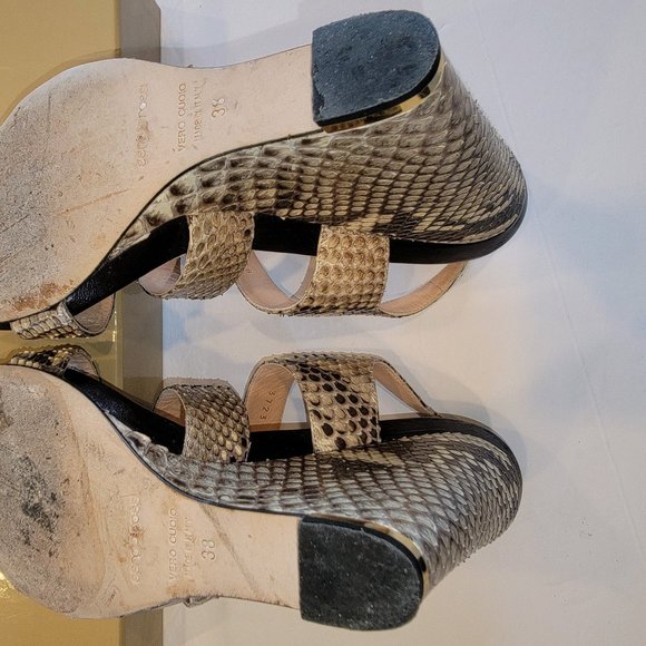 Vintage Sergio Rossi Python Wedge Sandals, 4" Heel - Picture 5 of 6